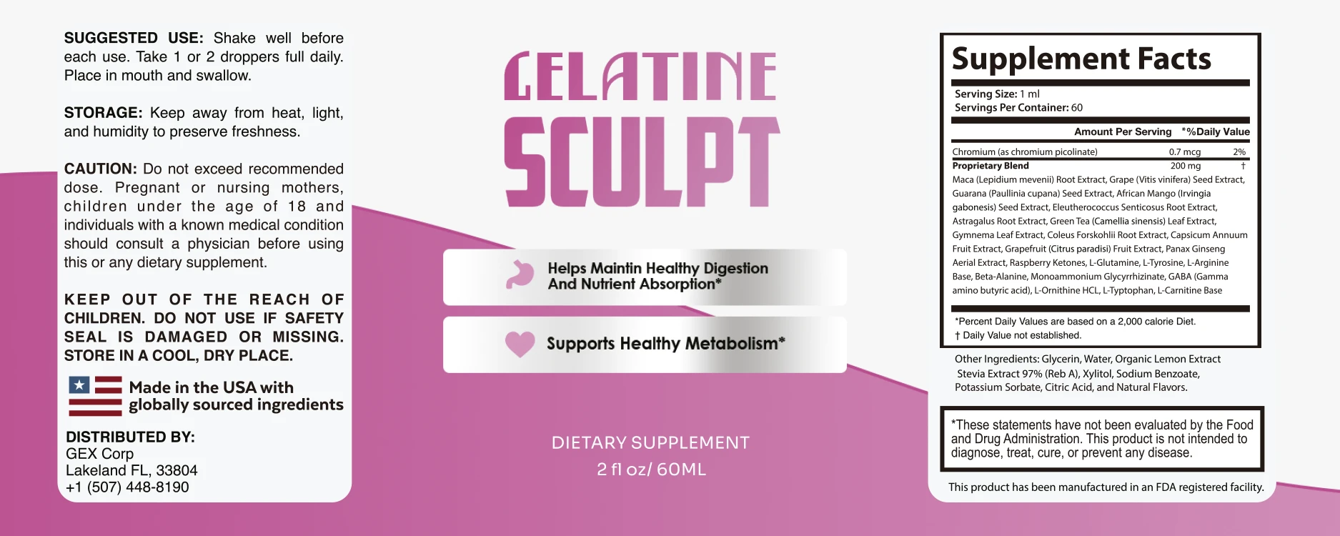 Gelatine Sculpt Supplement Facts